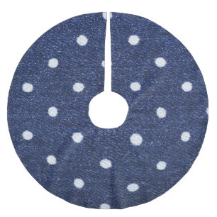 Erbsenstempel: Denim-Stofftextur. Polyester Weihnachtsbaumdecke