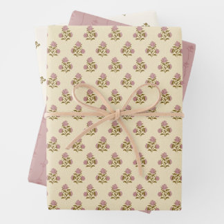 Erbstück-Blumen - Staubiges Mauve-Rosa und Sanftes Geschenkpapier Set