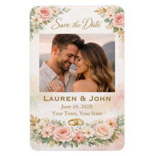 Erbstück Blüten Foto Save The Date Hochzeitsmagnet Magnet