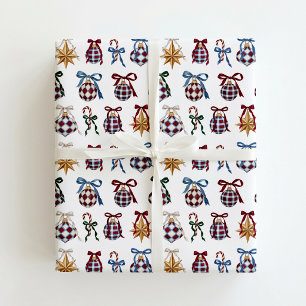 Erbstück-Muster-Christbaumkugeln Weihnachtspapier Geschenkpapier