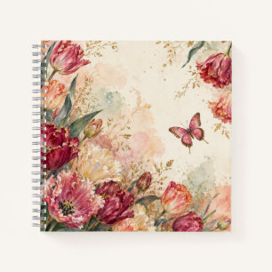 Erbstück Wasserfarbe Tulpen-Garten-Quadrat-Journal Notizbuch