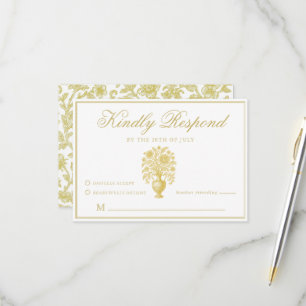 Erbvase Klassisches Gold Elfenbein Hochzeit RSVP Karte