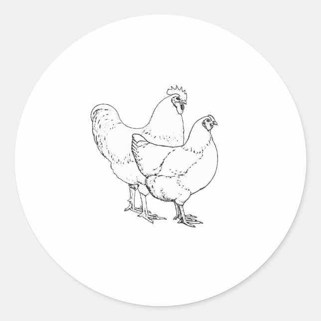 Erbzucht-Hühner - Hahn und Henne Runder Aufkleber (Vorderseite)