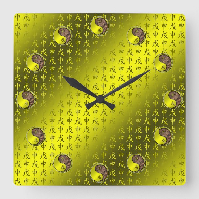 Erd-Affe Quadratische Wanduhr (Vorderseite)