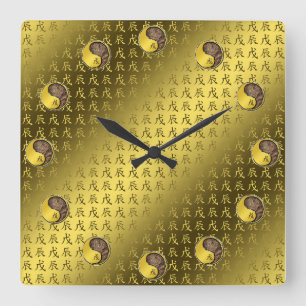 Erd-Drache Quadratische Wanduhr