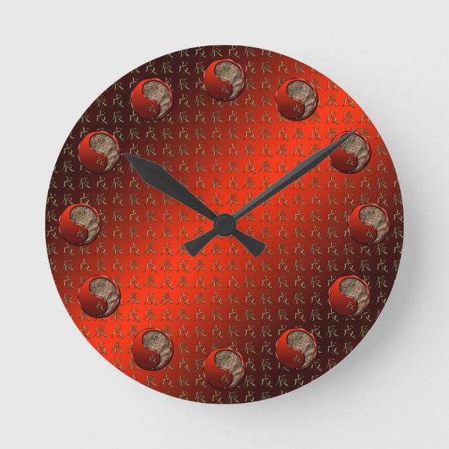 Erd-Drache Runde Wanduhr (Vorderseite)
