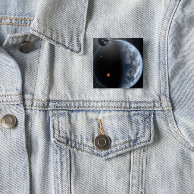 Erdähnlicher Planet mit Ozeanen, die seine Oberflä Button (Beispiel)