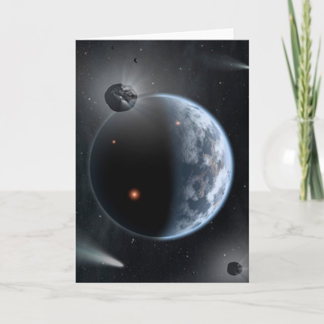 Erdähnlicher Planet mit Ozeanen, die seine Oberflä Karte (Vorderseite)