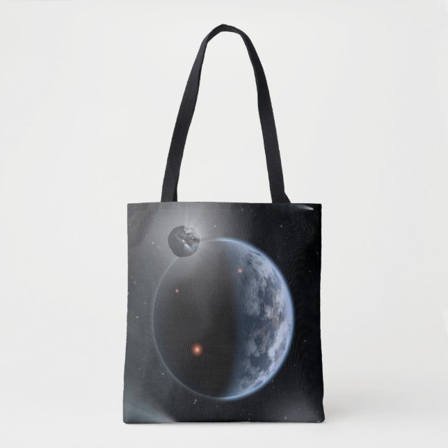 Erdähnlicher Planet mit Ozeanen, die seine Oberflä Tasche (Vorderseite)