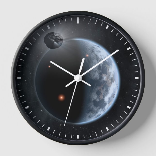 Erdähnlicher Planet mit Ozeanen, die seine Oberflä Uhr (Vorderseite)