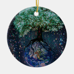 Erdbaum des Lebens Keramik Ornament