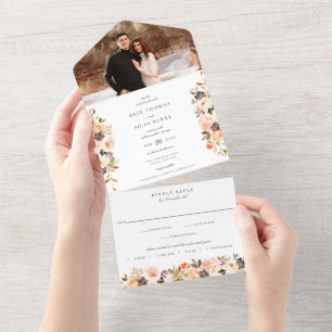 Erdbebenblütenhochzeit All In One Einladung