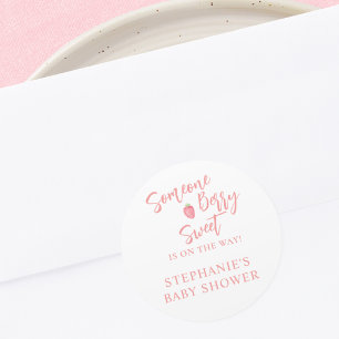Erdbeer-Baby-Party Runder Aufkleber