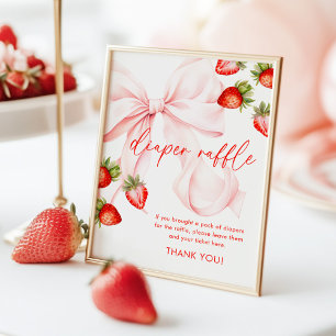 Erdbeer-Baby-Party-Windeldiener-Raffle-Schild mit  Poster