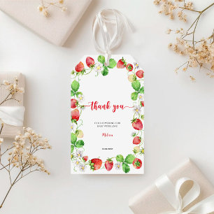 Erdbeer-Baby-Shower-Dankeschön Geschenkanhänger