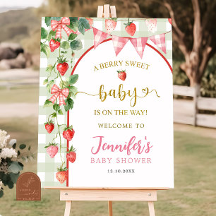 Erdbeer-Baby-Shower-Willkommensschild Poster