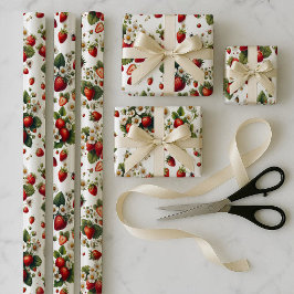 Erdbeer-Blumen-Geschenkpapier-Bundle-Set Geschenkpapier Set