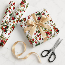 Erdbeer-Botanik-Geschenkverpackungspapier Geschenkpapier