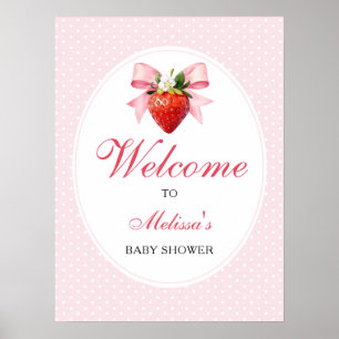 Erdbeer Coquette Rosa Babyparty Willkommen Poster