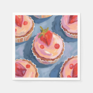 Erdbeer-Cupcakes   Frucht-Aquarell-Feierlich Serviette