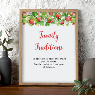 Erdbeer-Familientraditionen-Tischschild Poster