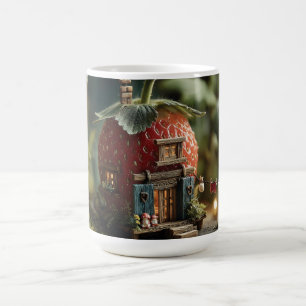 Erdbeer-Fee-Haus mit Mini-Wäscheleine Kaffeetasse