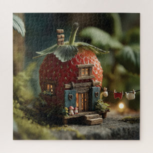 Erdbeer-Feenhaus mit Miniatur-Wäscheleine