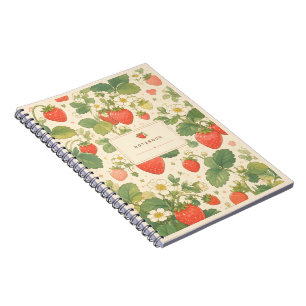 Erdbeer-Garten-Blumen-Notizbuch Notizblock