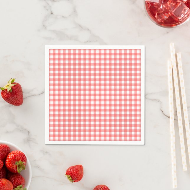 Erdbeer-Gingham-Party Serviette (Beispiel)
