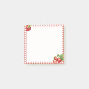 Erdbeer-Gingham-Post-it® Notizen