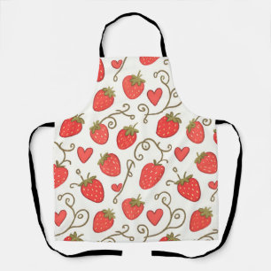 Erdbeer-Herz-Muster Süß und Verspielt Schürze