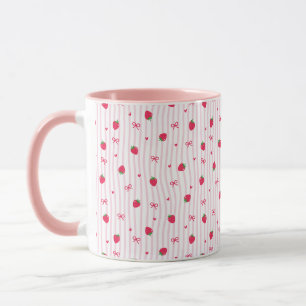 Erdbeer-Herz-Schleifenmuster  Tasse