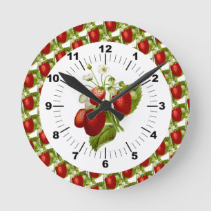 Erdbeer-Landhausstil-Wanduhr Runde Wanduhr