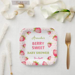Erdbeer-Mädchen-Baby-Party Pappteller