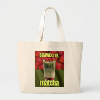 Erdbeer-Matcha-Latte-Plakat – Trendiges Café-Geträ Jumbo Stoffbeutel