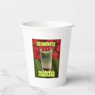 Erdbeer-Matcha-Latte-Plakat – Trendiges Café-Geträ Pappbecher