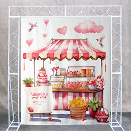 Erdbeer-Messe-Stand-Party-Hintergrund Photobooth Wandteppich