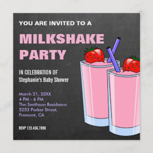 Erdbeer-Milchshake-Baby-Shower Einladung
