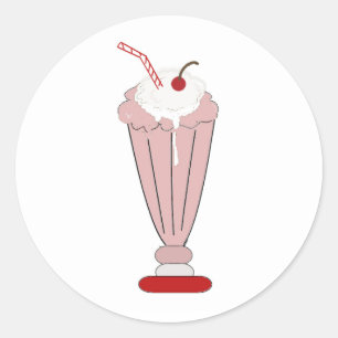 Erdbeer-Milchshake Runder Aufkleber