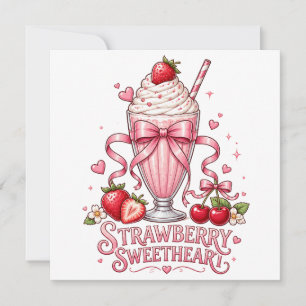 Erdbeer-Milchshake Süßes Rosa Dessert Leckerer Gen Einladung