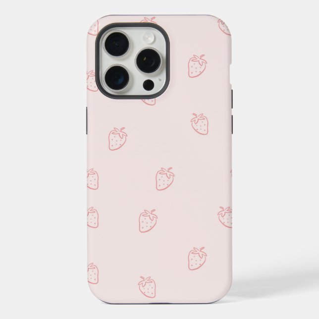 Erdbeer-Minimalismus iPhone 15 Pro Max Hülle (Rückseite)