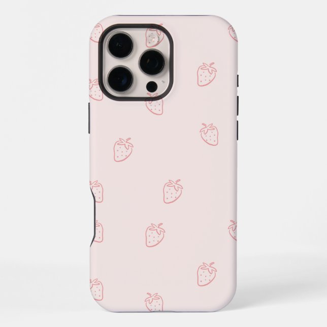 Erdbeer-Minimalismus iPhone 16 Pro Max Hülle (Rückseite)