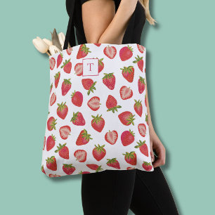 Erdbeer-Monogramm-Muster-Tasche Tasche