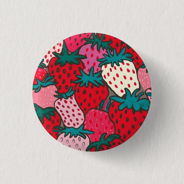Erdbeer-Muster Button (Vorderseite)