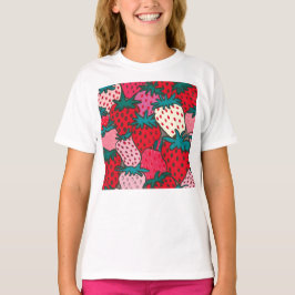 Erdbeer-Muster T-Shirt
