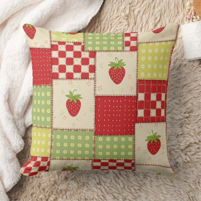 Erdbeer-Patchwork-Picknick (5) Kissen (Decke)