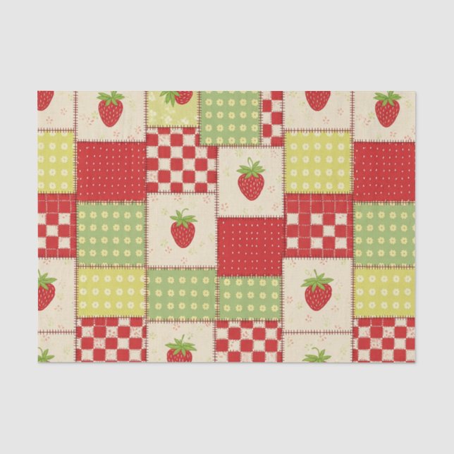 Erdbeer-Patchwork-Picknick (5) Seidenpapier (Vorderseite)