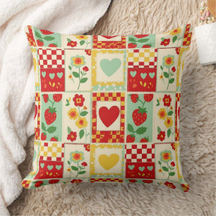 Erdbeer-Patchwork-Picknick Kissen