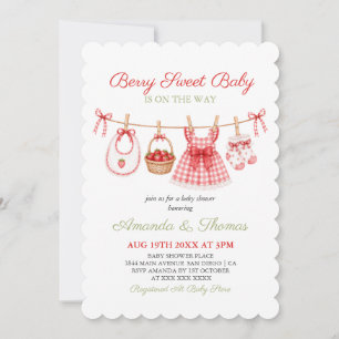 Erdbeer-Preppy-Baby-Party Einladung