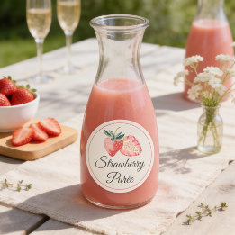 Erdbeer-Püree-Mimosa-Bar-Flaschenaufkleber Runder Aufkleber